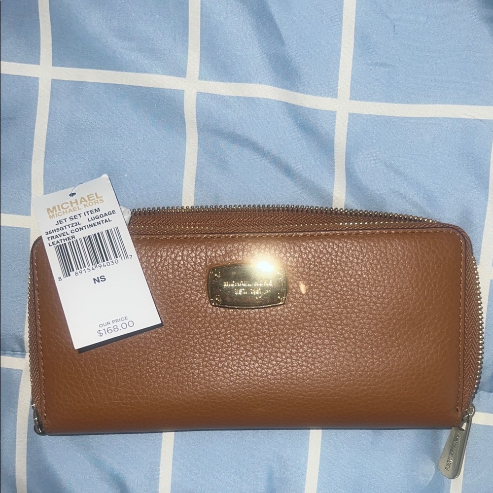 Michael Kors Tan Leather Wristlet Wallet
